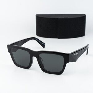 Prada Men Sunglasses Black Grey Square PRA06SF 16K08Z NEW AUTHENTIC